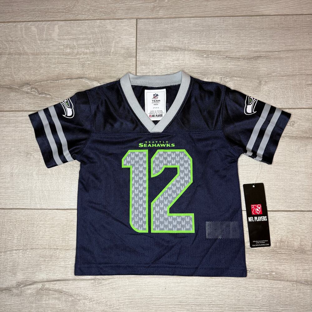 NWT Seattle Seahawks #12 Fan Jersey Navy Toddler Size 2T NFL Team Apparel